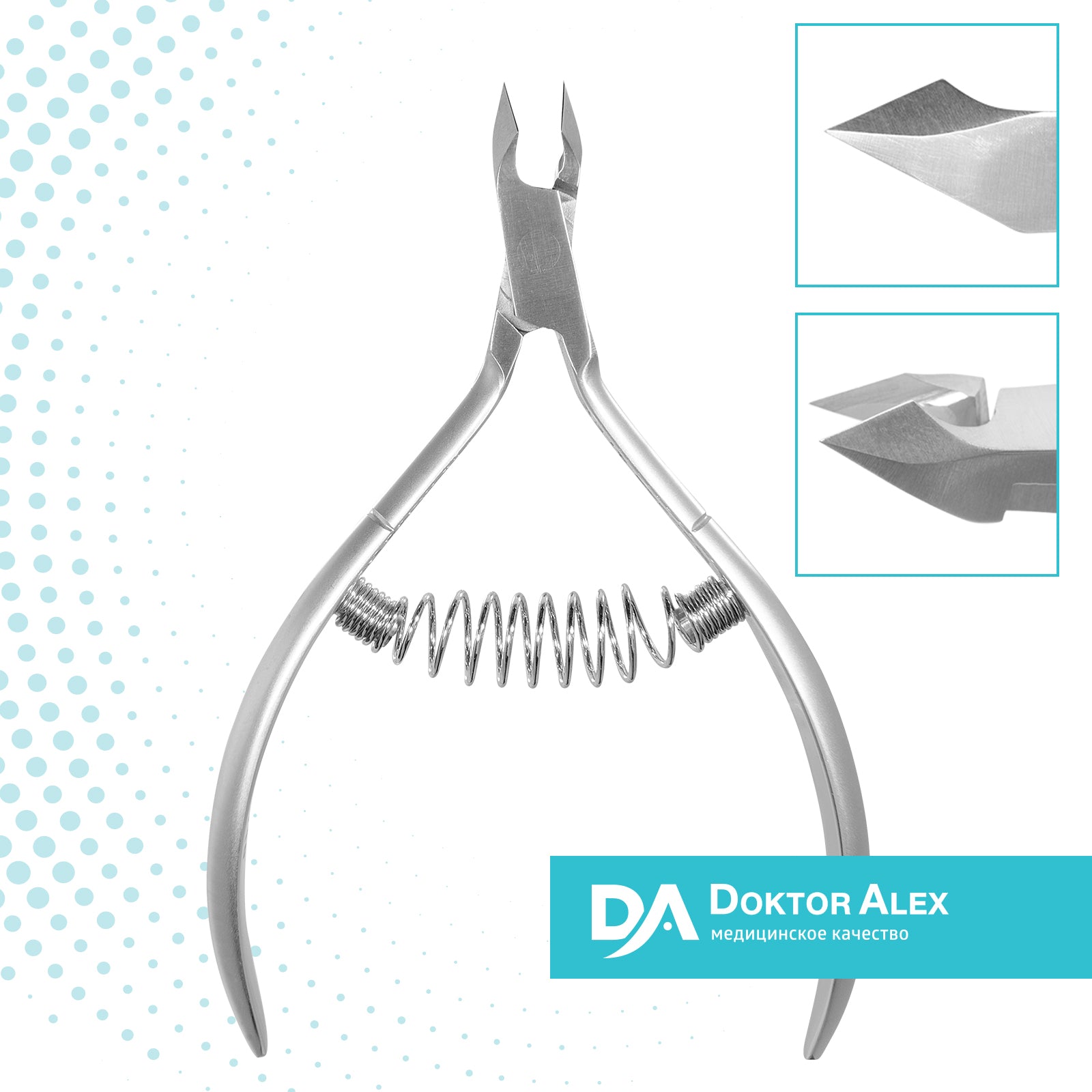 Cuticle nippers, spiral spring from 6mm to 8mm, Dr.Alex